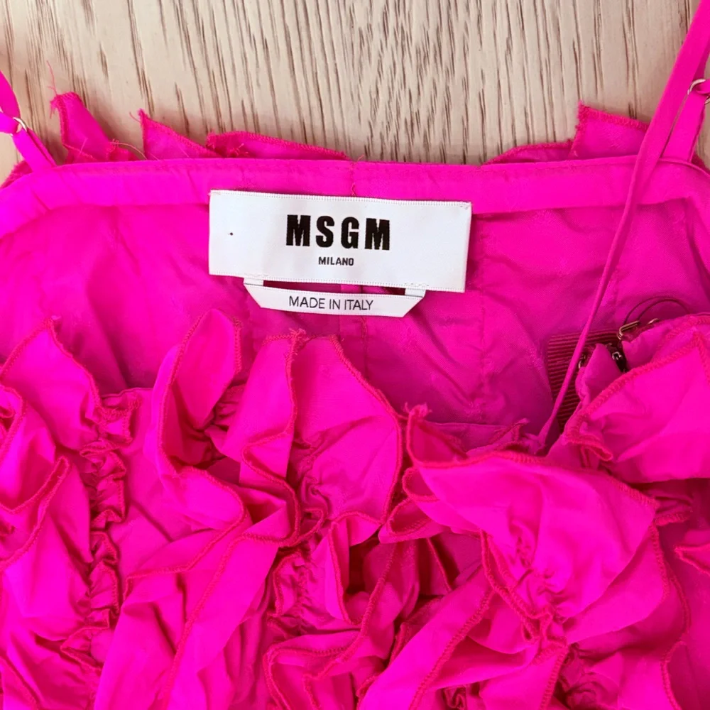 MSGM Fuchsia Ruffled Tiered Midi Dress Size 38 (XS) - Picture 8 of 12
